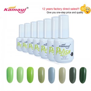 Kamayi Hot Sale 15ml Professional Organic Uv Color Gel Nail Polish Green Style Gel Polish For Nail Art
